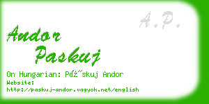 andor paskuj business card